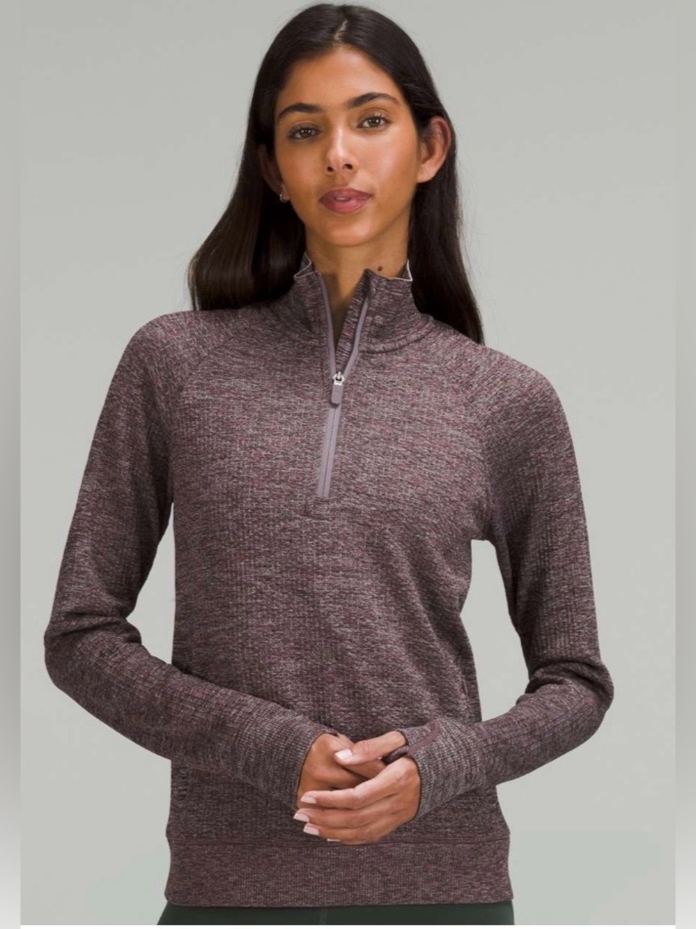 LULULEMON ENGINEERED WARMTH HALF ZIP SIZE 12 lunar rock merino wool